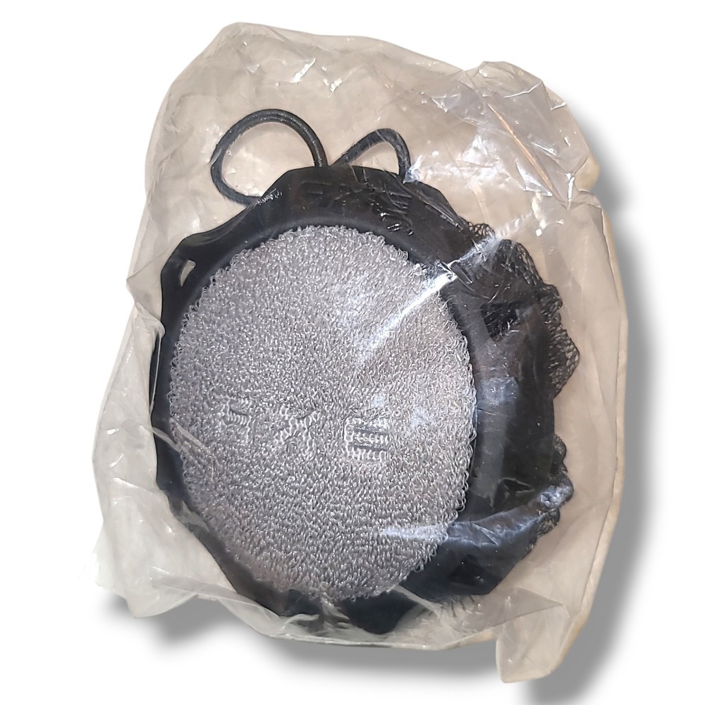 1 AXE Detailer‎ 2-Sided Shower Tool Men's Body Pouf Scrubber Sponge Loofah Black